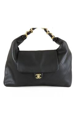 Chanel Maxi Hobo AS Black Gold Calfskin Handbag